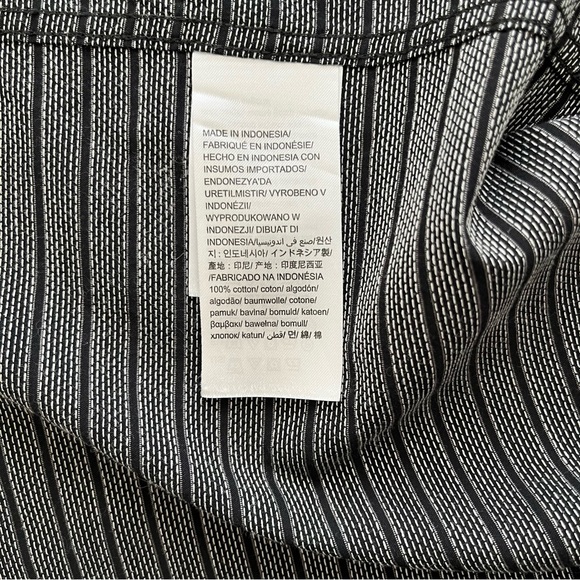 Calvin Klein Short Sleeve Button Up Shirt Black Stripe Button Sleeves Size Large - Picture 12 of 12